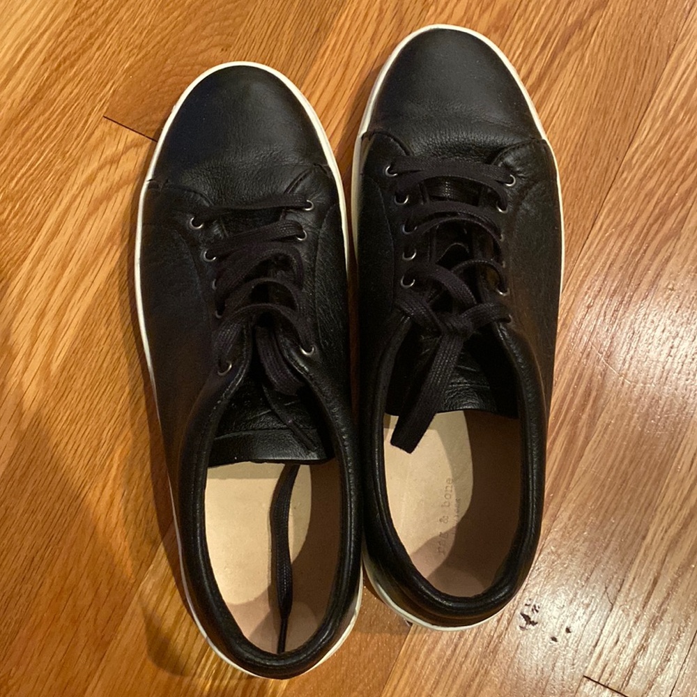 Size 37.5 Black leather Rag & Bone sneakers. Worn twice